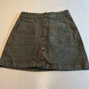 American Eagle Womens Olive Green Size 2 Corduroy‎ Button-Front Mini Skirt
